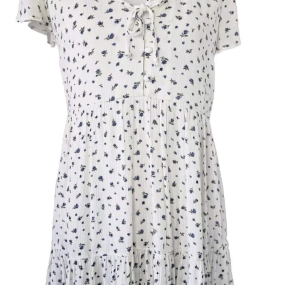 Floral Print Dress with Tie Neck